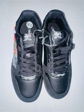 Ed Hardy men’s  Black Sneakers with  Red & Yellow Skull Flames  sz 9.5 BNWT